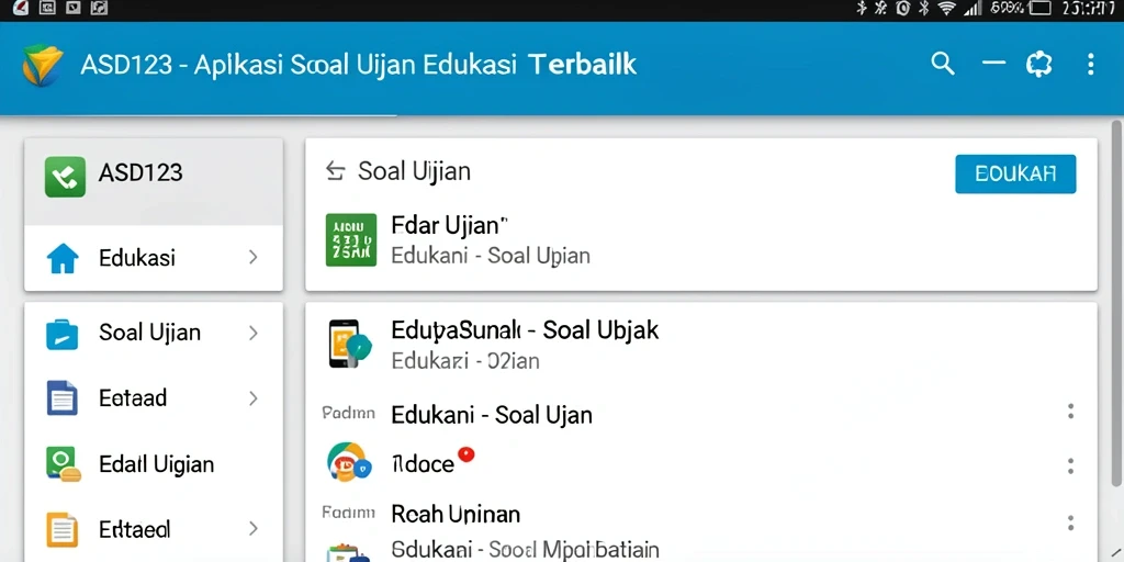 Tampilan antarmuka aplikasi Soal Ujian ASD123 yang menarik dan mudah digunakan.