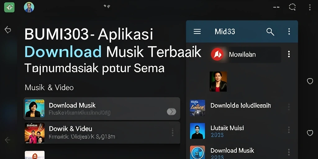 Tampilan antarmuka BUMI303 yang intuitif untuk Download Musik.