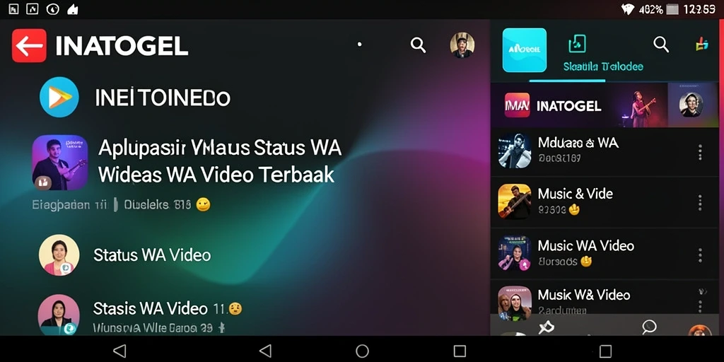 Antarmuka aplikasi INATOGEL untuk status video yang mudah digunakan.