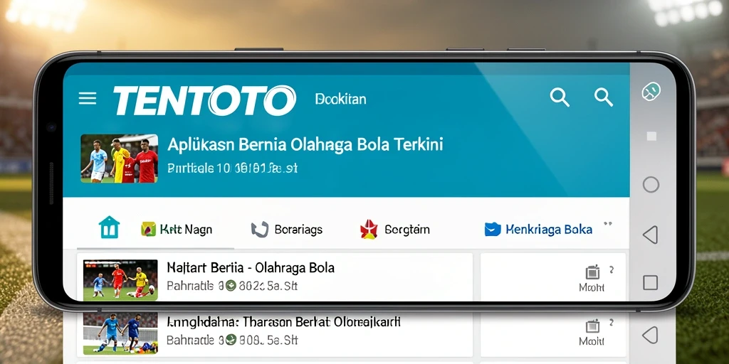 Antarmuka aplikasi TENTOTO menampilkan berita olahraga bola terbaru.