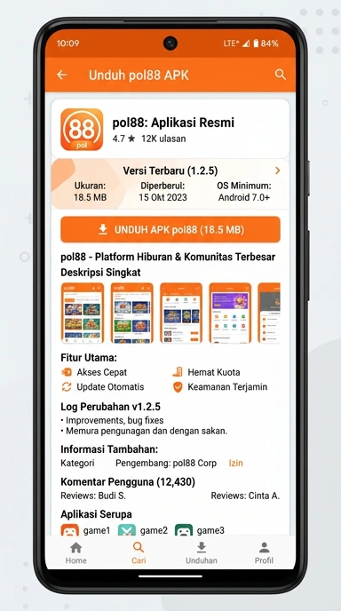 Tampilan halaman APK pol88