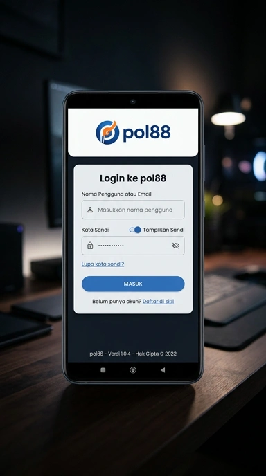 Tampilan halaman login pol88