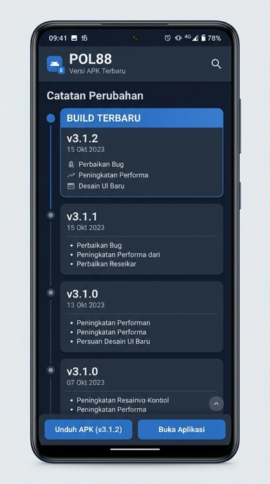 Tampilan riwayat versi pol88